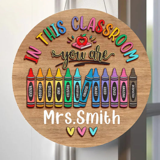 In This Classroom Wood Sign, Personalized Teacher Welcome Sign